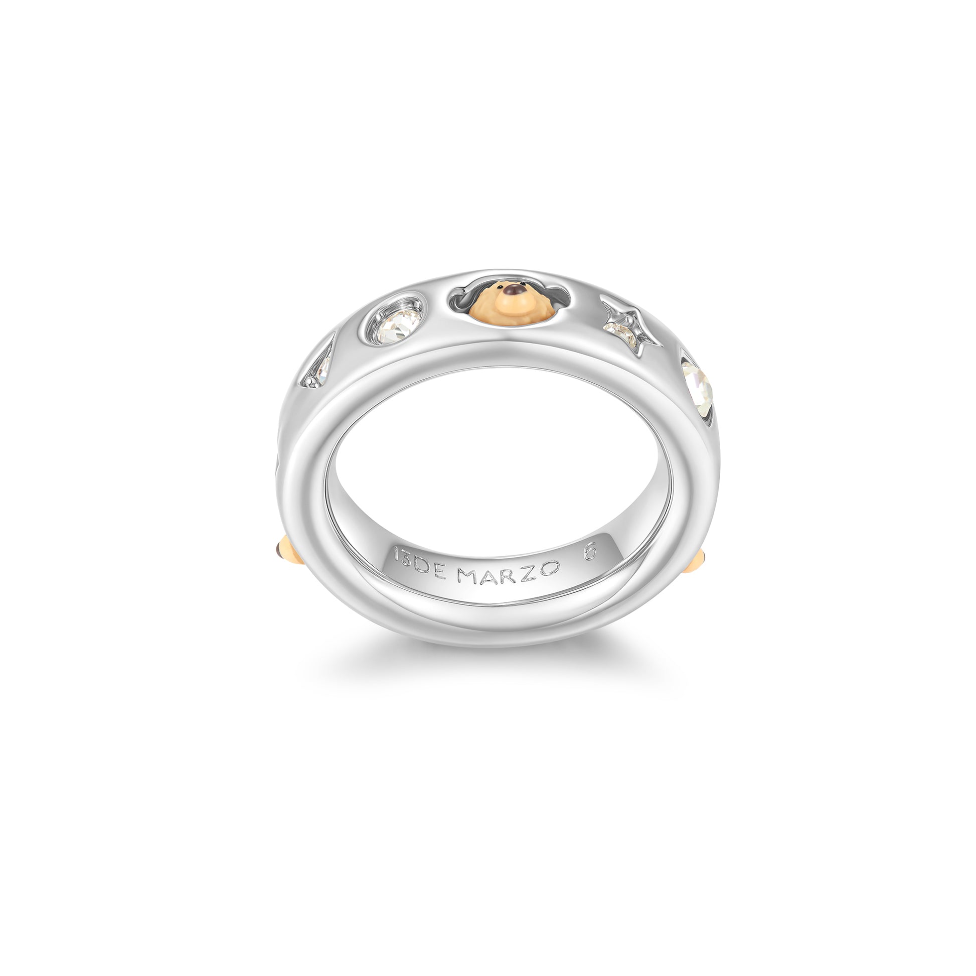 13DE MARZO Color Gems Bear Thin Ring