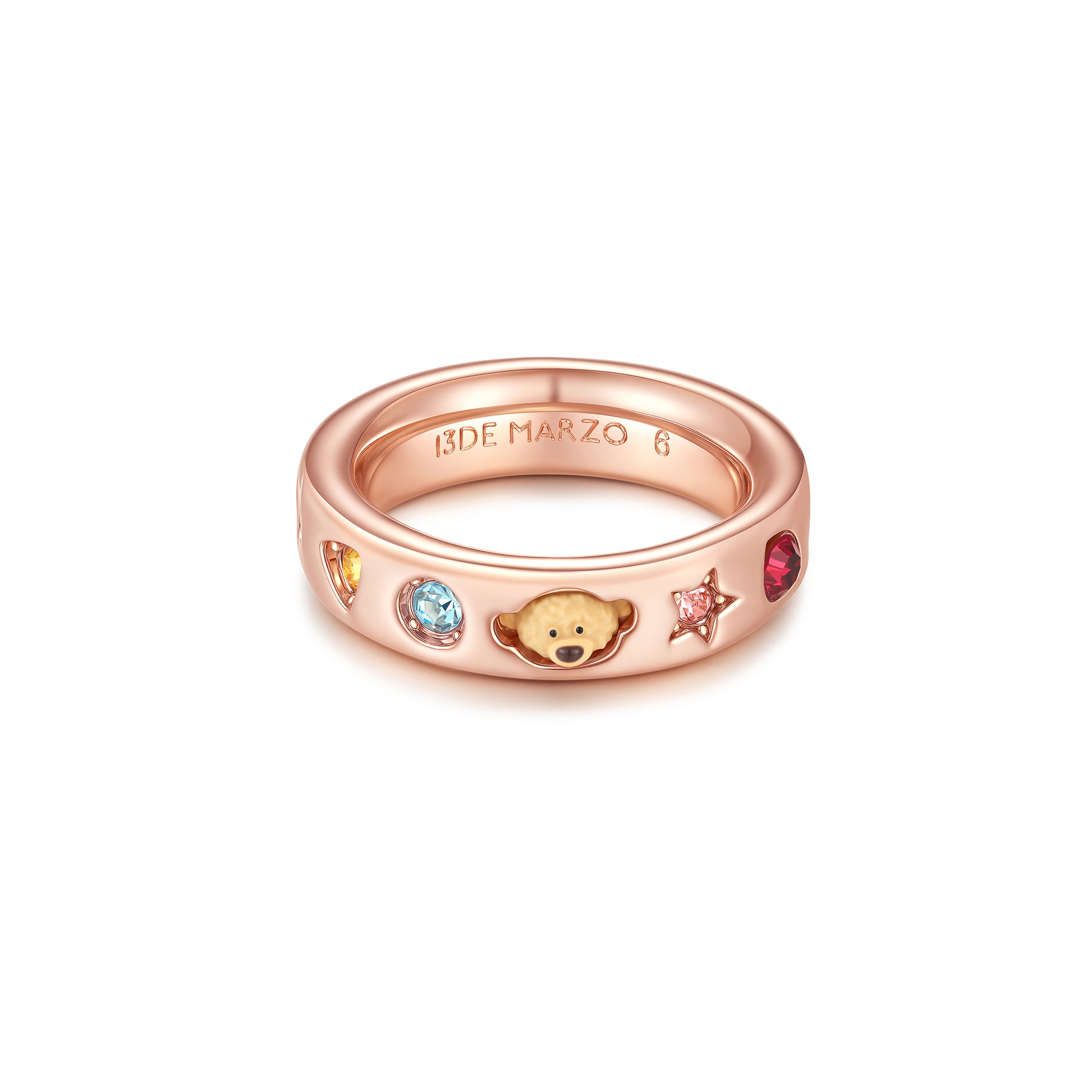 13DE MARZO Color Gems Bear Thin Ring