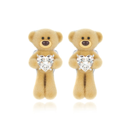 13DE MARZO Mini Bear Hug Heart Ear Stud - 13DE MARZO