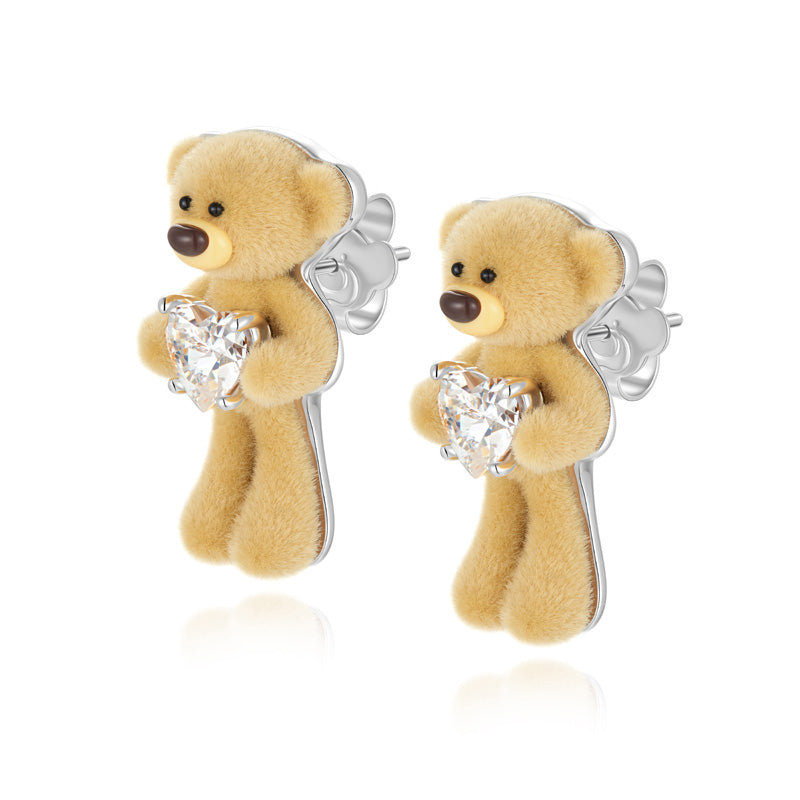 13DE MARZO Mini Bear Hug Heart Ear Stud - 13DE MARZO