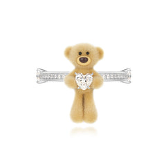 13DE MARZO Bear Hug Heart Thin Ring