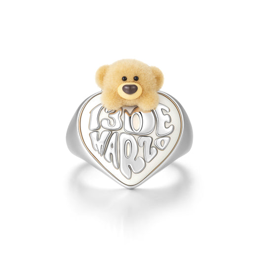 13DE MARZO Bear Heart Pearl Ring - 13DE MARZO