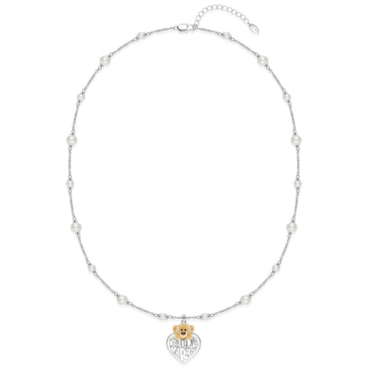 13DE MARZO Bear Heart Pearl Long Necklace - 13DE MARZO