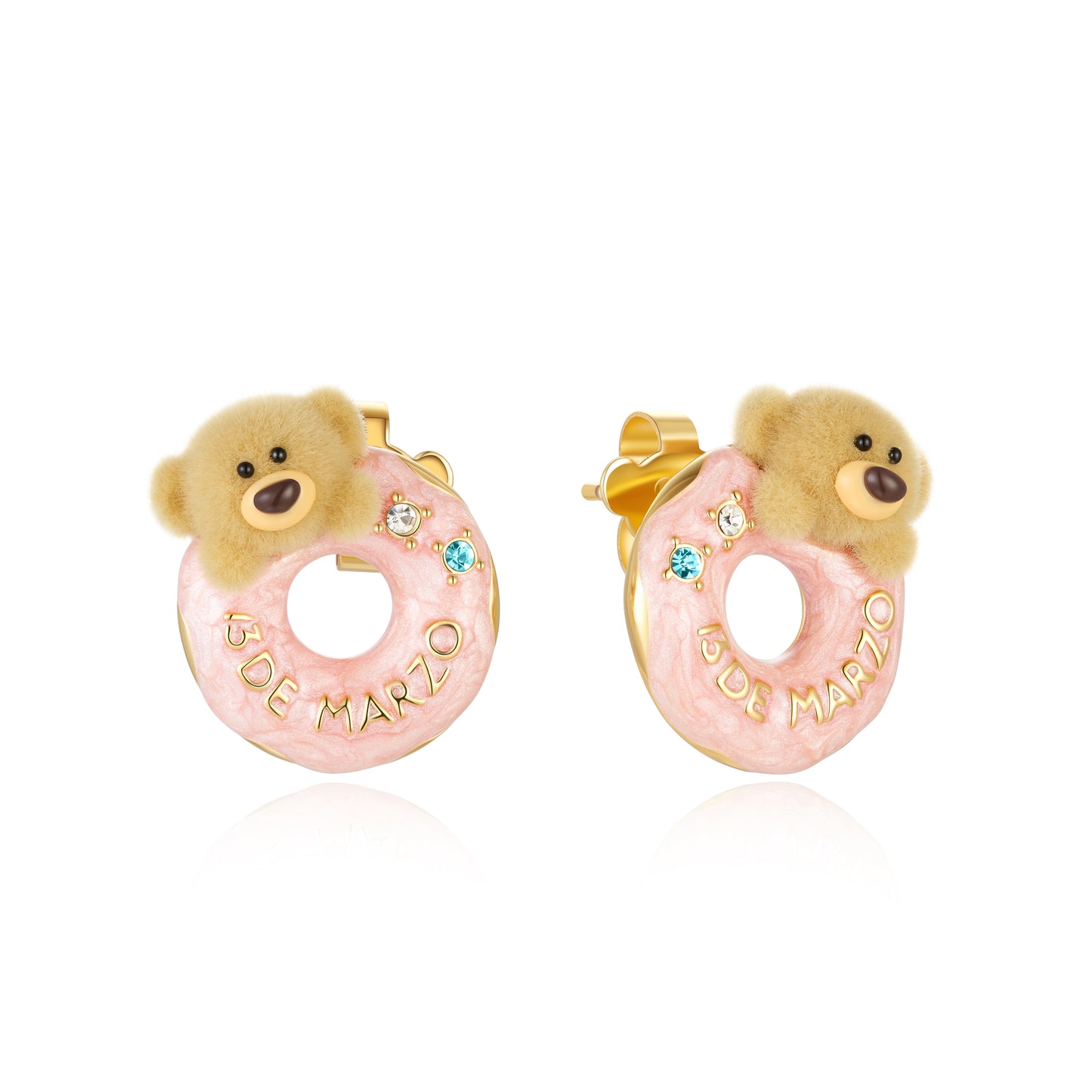 13DE MARZO Donut Bear Earring Golden - 13DE MARZO