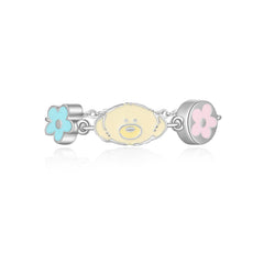 13DE MARZO Color Logo Floral Bear Beaded Ring