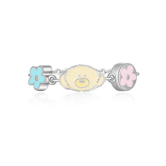 13DE MARZO Color Logo Floral Bear Beaded Ring