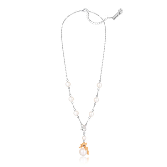 13DE MARZO Bear Prone Pearl Pendant Necklace