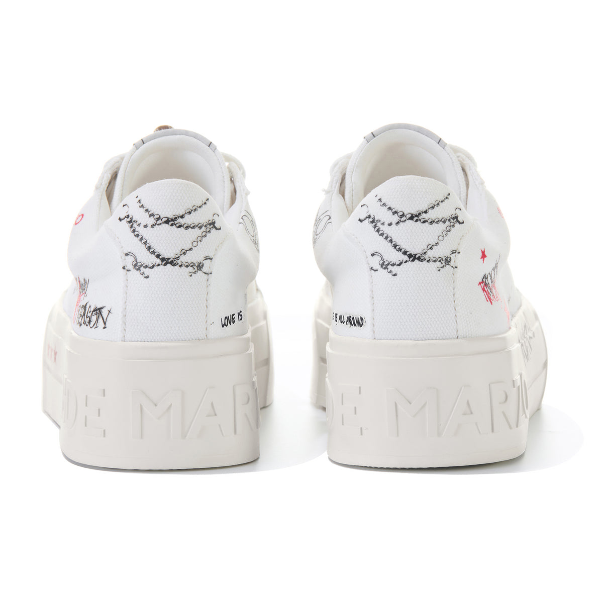 13DE MARZO Painted Canvas Shoes White