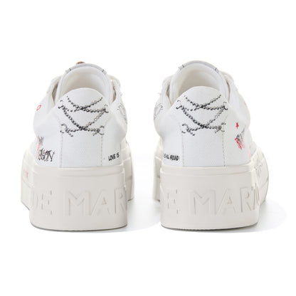 13DE MARZO Painted Canvas Shoes White