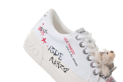 13DE MARZO Painted Canvas Shoes White