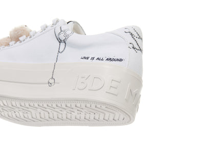 13DE MARZO Painted Canvas Shoes White