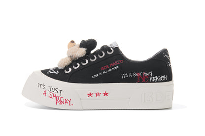 13DE MARZO Painted Canvas Shoes Black