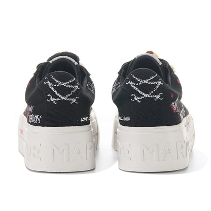 13DE MARZO Painted Canvas Shoes Black