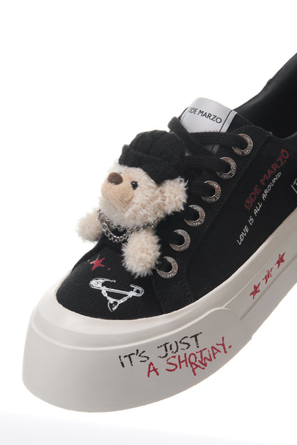 13DE MARZO Painted Canvas Shoes Black