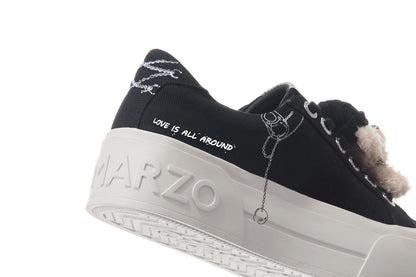13DE MARZO Painted Canvas Shoes Black