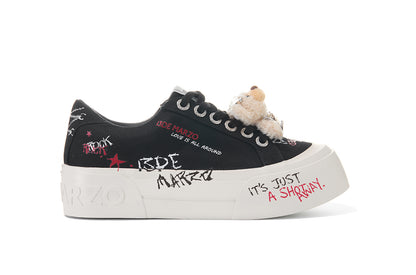 13DE MARZO Painted Canvas Shoes Black