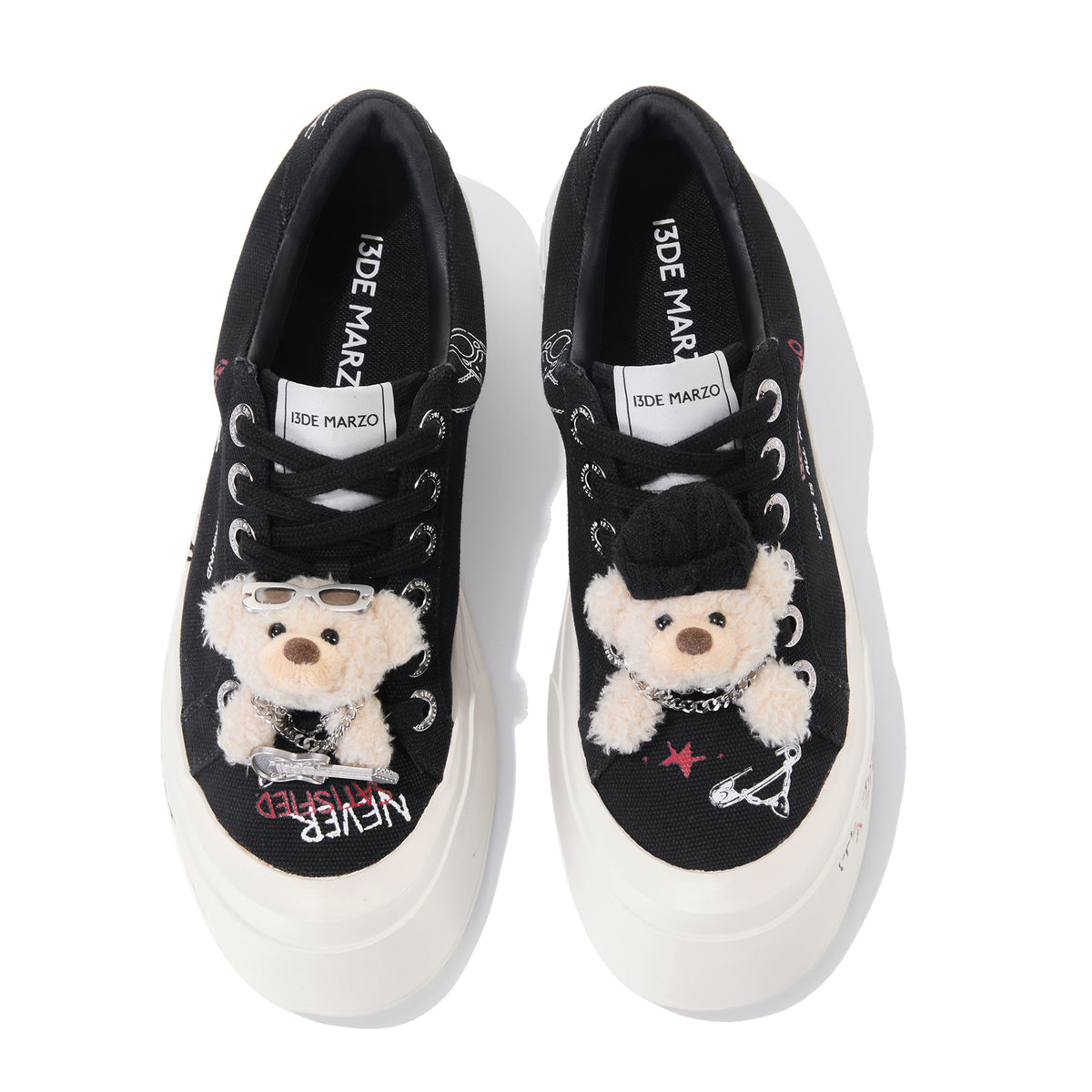 13DE MARZO Painted Canvas Shoes Black