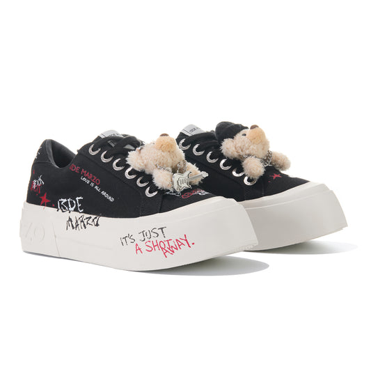 13DE MARZO Painted Canvas Shoes Black