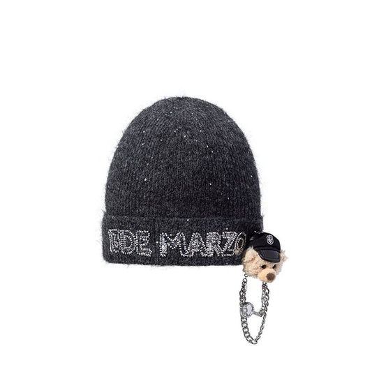 13DE MARZO Bear Sparkle Beanie Dark Grey