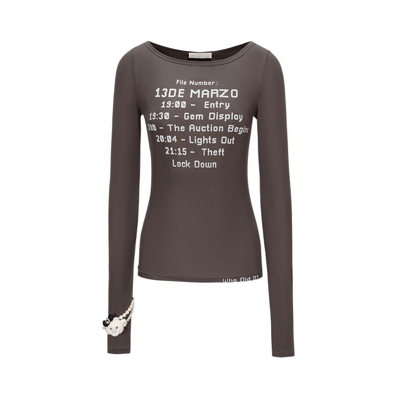 13DE MARZO Timeline Print Undershirt Dark Grey