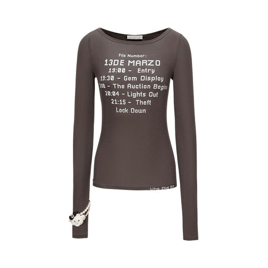 13DE MARZO Timeline Print Undershirt Dark Grey