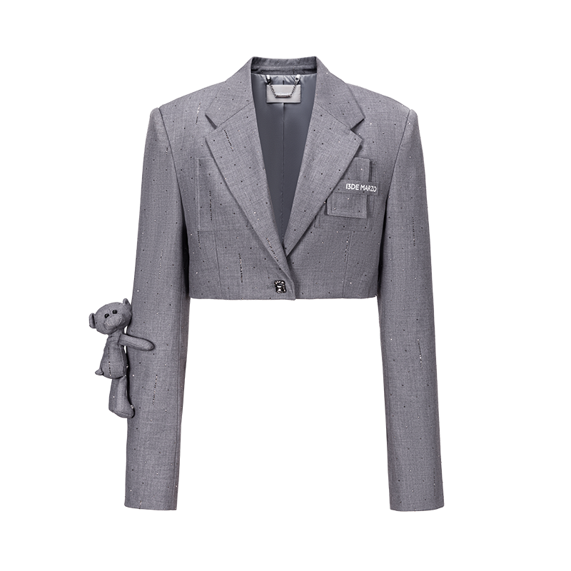 13DE MARZO Short Sparkle Blazer Grey