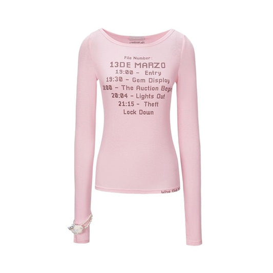 13DE MARZO Timeline Print Undershirt Pink