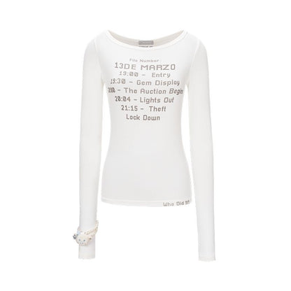 13DE MARZO Timeline Print Undershirt White