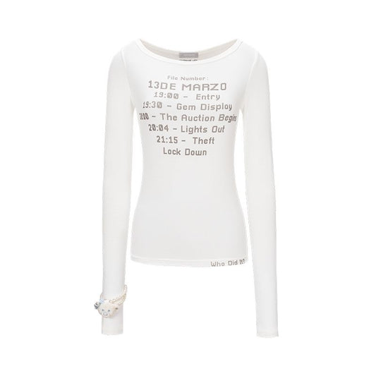 13DE MARZO Timeline Print Undershirt White