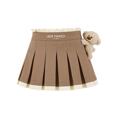 13DE MARZO BabyBear Pleated Dress Khaki