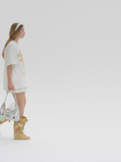 13DE MARZO Denim Flip-Flop Stacked Boots Khaki