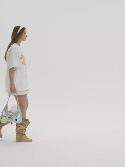 13DE MARZO Bear Graphic Lollipop Tee Dark Grey