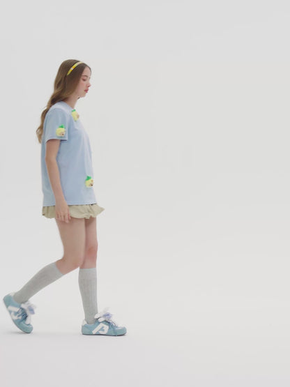 13DE MARZO Bear Print with Rhinestone T-shirt White