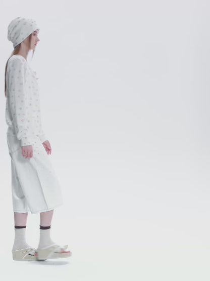 13DE MARZO All-Over Star Print Knit Beanie