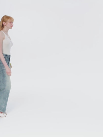 13DE MARZO Luminous Bear Star Jeans Grey