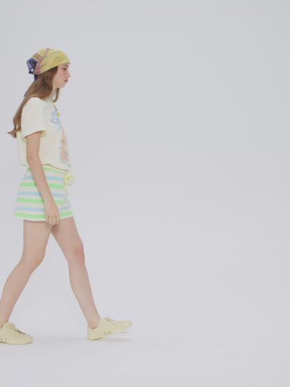 13DE MARZO Floral Bear Knit Shorts