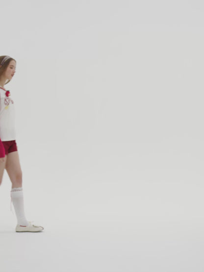 13DE MARZO Raglan Sleeve Hooded Long Sleeve Red