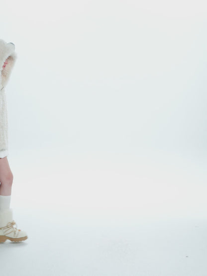 13DE MARZO Doozoo Bear Hooded Coat Beige