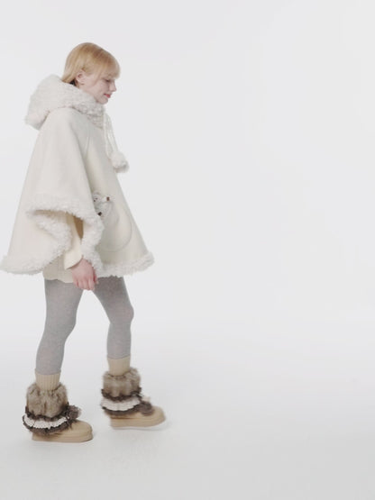 13DE MARZO Lace-Trimmed Lace-Up Snow Boots Grey
