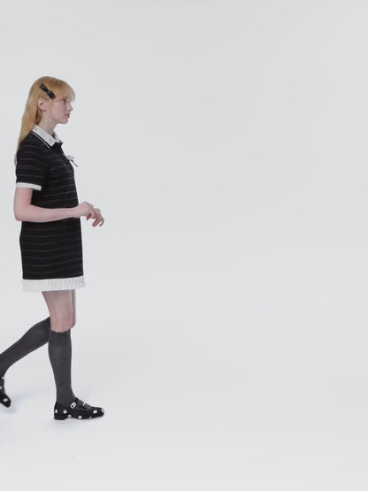13DE MARZO Bear Color-Block Polo Dress