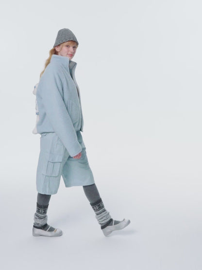 13DE MARZO Marzo Valley Fleece Print Jacket Grey