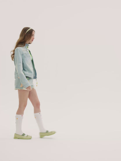 13DE MARZO Zip-Up Denim Jacket Black