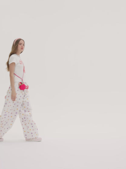 13DE MARZO All-Over Print Wide-Leg Pants