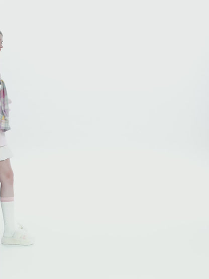 13DE MARZO Plaid Deconstructed Long Sleeve Pink