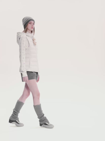 13DE MARZO Cinched Waist Quilted Down Vest White