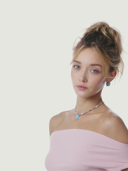 13DE MARZO Colorful Floral Bear Necklace