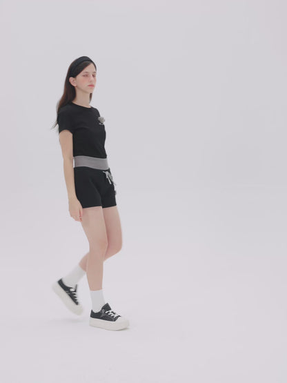 13DE MARZO Sports Shorts with Double Waistband Grey