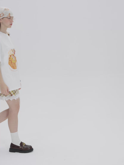 13DE MARZO Bear  Macau Tart T-shirt Blue