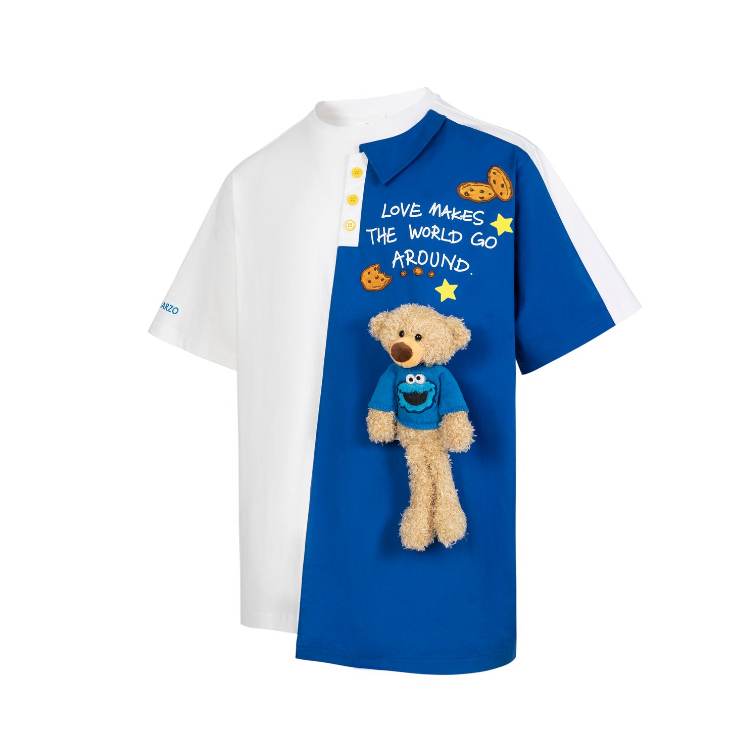 13DE MARZO Cookie Monster Bear Half Piece Patched T-shirt