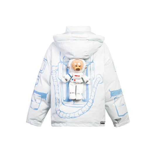 13DE MARZO Astronaut Teddy Bear Painted Down Jacket
